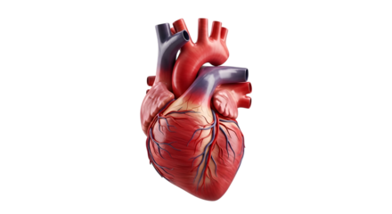 Realistic 3 D Rendering of a Human Heart with Visible Arteries and Veins isolated on a transparent background 1