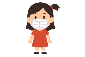 Little girl wearing a protective face mask for disease prevention and public health safety