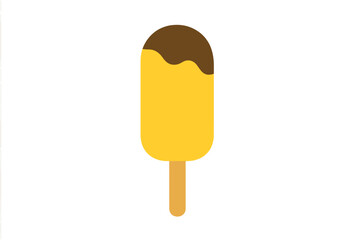 Frozen dessert treat, a yellow ice cream bar dipped in rich brown chocolate coating