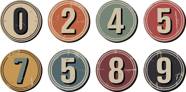 Retro vintage numbered circle badges for decorative design elements