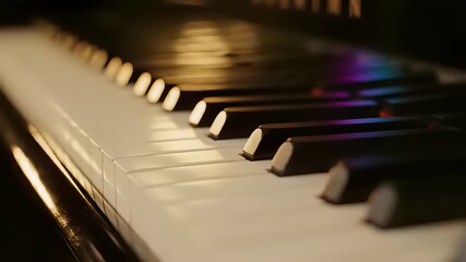 Piano keyboard with numerous keys takes center stage, subtly blurred in the background, capturing the essence of music, inviting viewers to show off their creative side or simply enjoy the art.