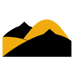 Abstract mountain peak sunset logo design with yellow and black colors