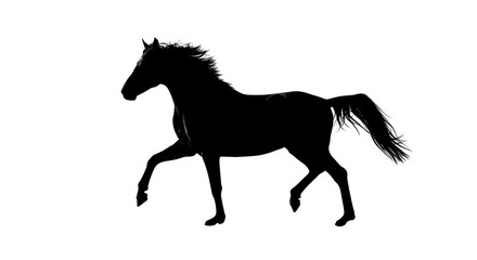 Horse Illustration: Silhouette, dark, dramatic mood, conveys power for use in posters, digital art, branding, and artistic projects.