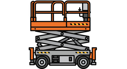 Modern Orange Scissor Lift Elevated Work Platform Vector Icon