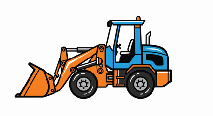 Naklejka premium Playful Blue and Orange Front Loader Cartoon Illustration