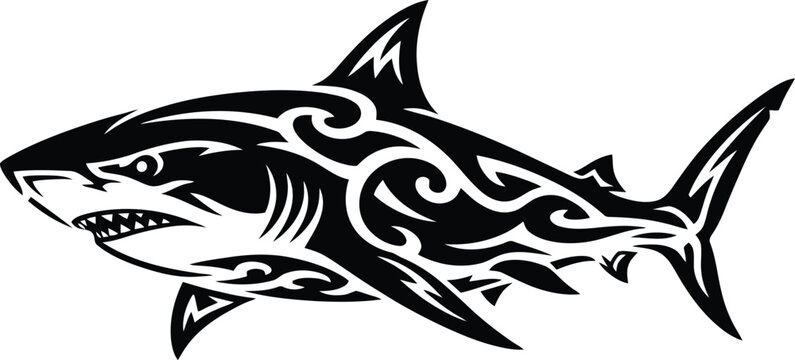 Tribal Shark Tattoo Design: A Bold and Striking Aquatic Predator.