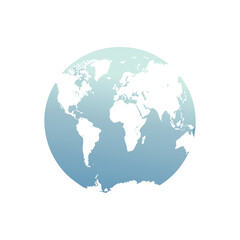 Naklejka premium A stylized illustration of the Earth showcasing continents and oceans, isolated on white.