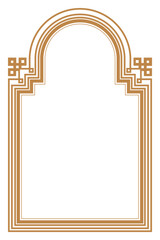 Gold and White Geometric Border Frame Vertical. Decorative Arch Design for Certificates, Invitations, and Islamic Art Backgrounds. 87