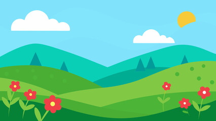 Obraz premium Wildflower Meadow Landscape Vector 