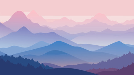 Obraz premium Foggy Morning Mountains Vector 