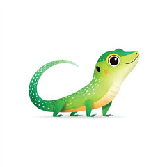 Obraz premium Cute Green Cartoon Lizard Character Illustration