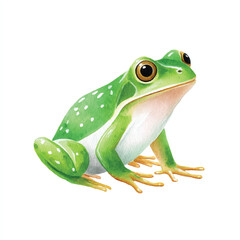 Fototapeta premium Cute Green Frog Watercolor Illustration