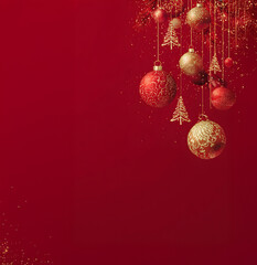 Christmas background with red balls