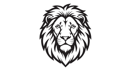 Fototapeta premium Majestic lion head vector illustration in black and white outline