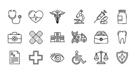Fototapeta premium Medical doodles set vector illustration healthcare and medicine concepts