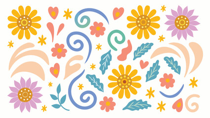 Fototapeta premium Whimsical pastel yellow abstract botanical design with delicate floral elements and organic shapes perfect for spring and nature themed projects