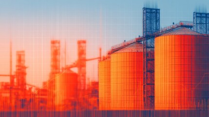 SAF feedstock processing plant diagram displaying biomass intake metrics with digital data overlay.