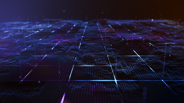 Futuristic digital geology terrain, digital data telemetry and engineer topography with contour lines. 