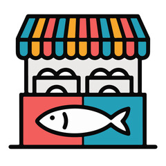 illustration of a fish store