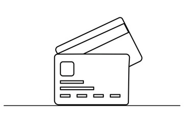 Credit card continuous one line drawing minimalist vector illustration white background