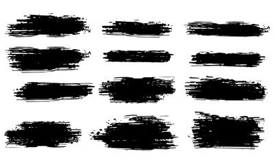 Marker hand-drawn line border set and scribble design elements. Lines hand drawn paint brush stroke. Vector set isolated on white. Hand drawn scribble. Black ink brush art