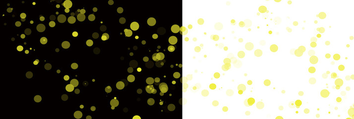 Large yellow bokeh lights on white and black background for event design.