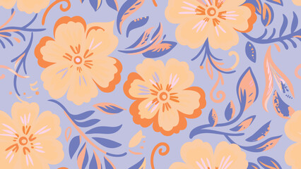 Elegant floral pattern design featuring delicate reverse negative space with intricate botanical elements and a sophisticated color palette suitable for decorative applications