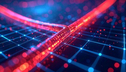 Digital Connectivity: A vibrant visualization showcases the interconnectedness of modern digital networks with data streams forming an intricate web of information flow