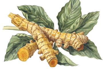 Turmeric Root isolated transparent background