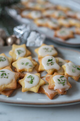 Colorful mix of Christmas-themed decorated cookies