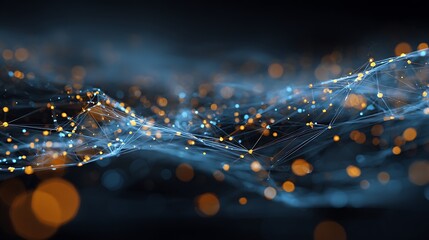 Futuristic data network with glowing points representing connection
