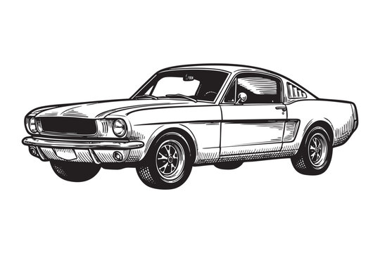 american muscle car engraving vector 