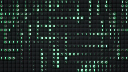 Stream of binary code 3D render