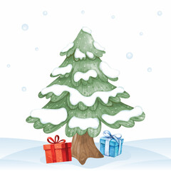 christmas tree with gift boxes