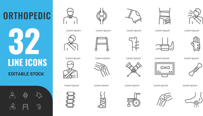 Orthopaedic line editable icon set. Related Icons:  .vector illustration Isolated on transparent background

