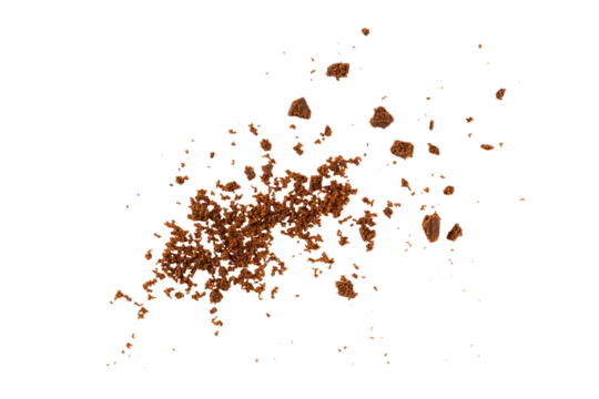 Crumbled biscuit fragments in random dispersion, isolated vector set for culinary decoration, recipe visuals, or dessert branding