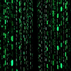 Green binary code rain abstract background for technology and computer science