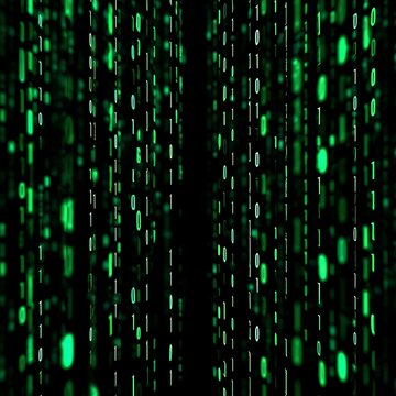 Green binary code rain abstract background for technology and computer science
