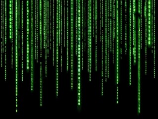 Matrix Style Falling Green Binary Code Stream Digital Data Background