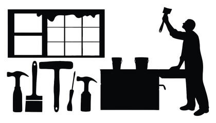 Handyman home repair services painting and construction tools