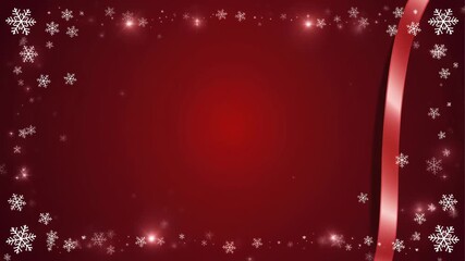 Elegant Christmas Background with Red Gradient Snowflakes and Decorative Ribbon Border - Powered by Adobe