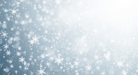 Fototapeta premium Delicate snowflakes falling on a soft blue background, creating a serene and magical winter scene isolated on white background