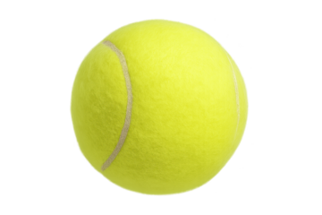 Bright yellow tennis ball with fuzzy felt and white seam