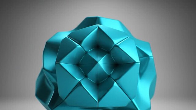 Turquoise gemini geometric sculpture with intricate folds