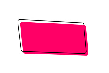 Pink rounded rectangular label with outline for stickers, tags and modern graphic design elements