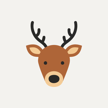 Simple Reindeer Head Icon | Minimalist Christmas Design Element