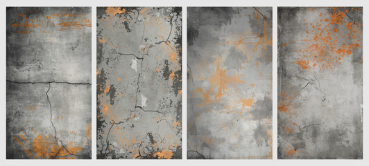 Orange and Grey Concrete Grunge Texture &ndash; Urban Distressed Surface