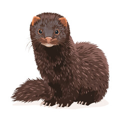 Minimal 2D flat vector of a Mink, icon-style illustration on a white background