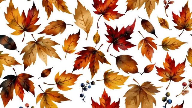 Seamless autumn leaves pattern illustrates repeating design featuring fall foliage ideal for backgrounds textiles digital art nature themes