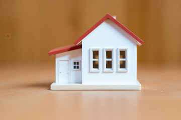 Miniature White House with Red Roof: Toy House, Small Home Model, Real Estate Concept, Property Investment, Home Ownership, Dream House, Cute